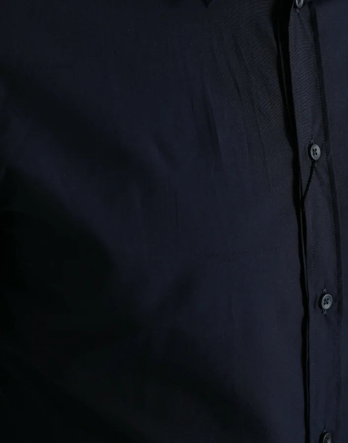 Dolce &amp; Gabbana Navy Blue Slim Fit Formal GOLD Dress Shirt