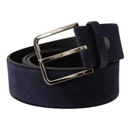 Dolce Gabbana Navy Blue Velvet Leather Belt &
