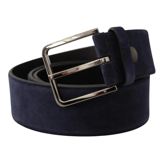 Dolce Gabbana Navy Blue Velvet Leather Belt &