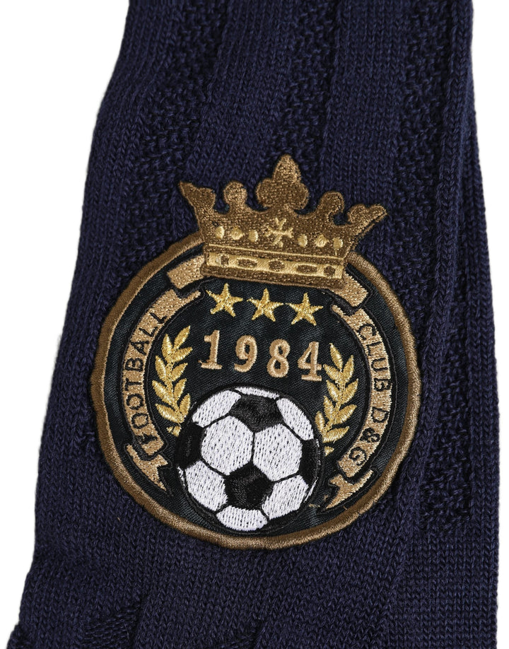 Dolce &amp; Gabbana Navy Blue Wool Crest Logo Knee High Accessory Socks