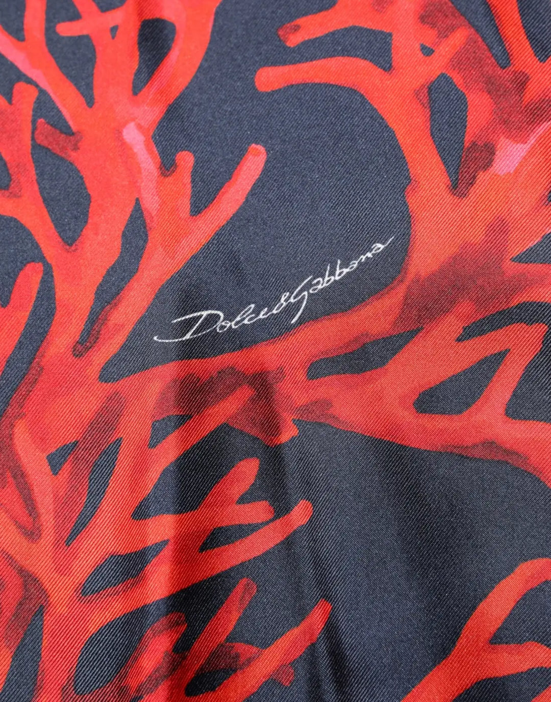 Dolce &amp; Gabbana Navy Red Silk Coral Print Pullover Sweater