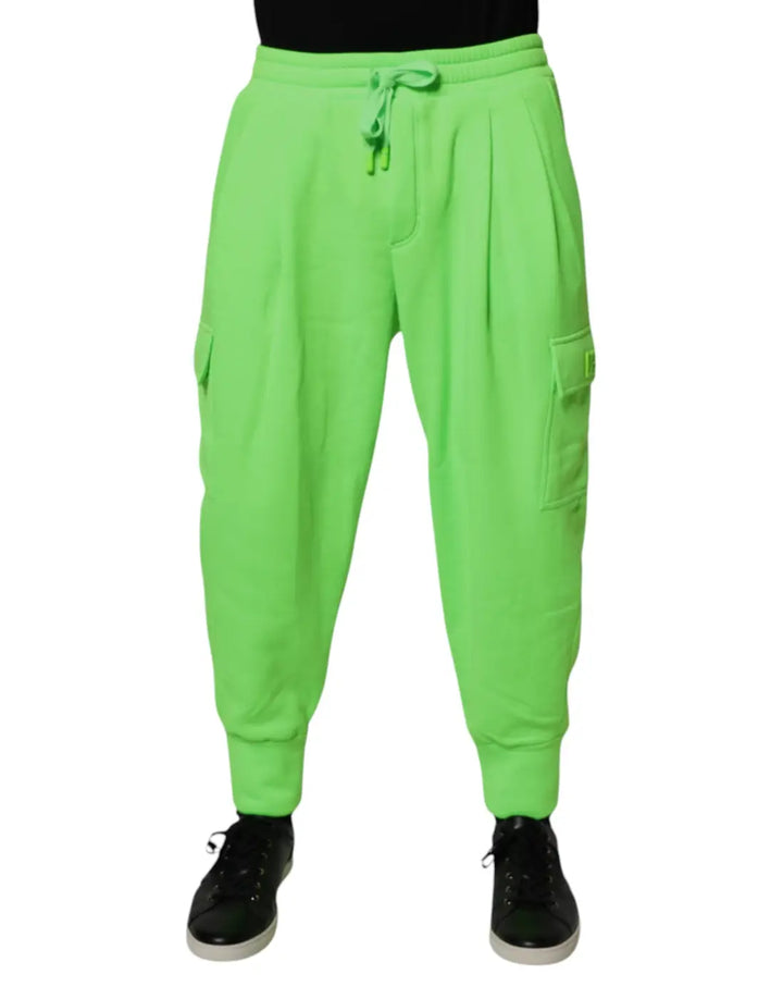 Dolce &amp; Gabbana Neon Green Cargo Jogger Men Sweatpants Pants