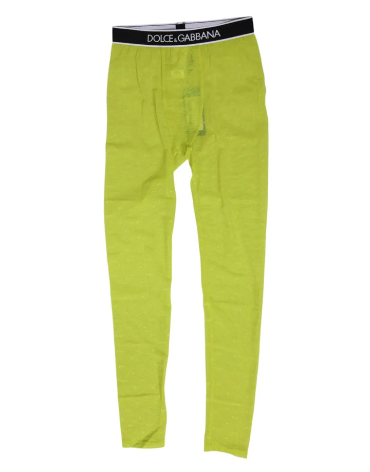 Dolce &amp; Gabbana Neon Green Nylon Logo Lace Leggings Pants Underwear