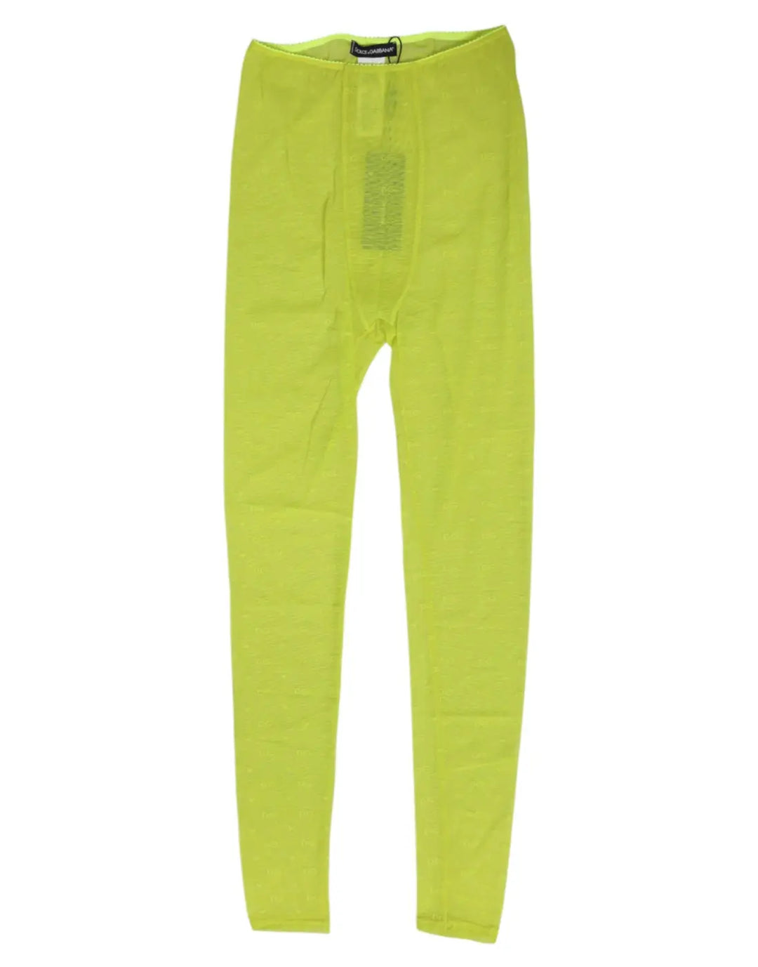 Dolce &amp; Gabbana Neon Green Nylon Logo Lace Leggings Pants Underwear