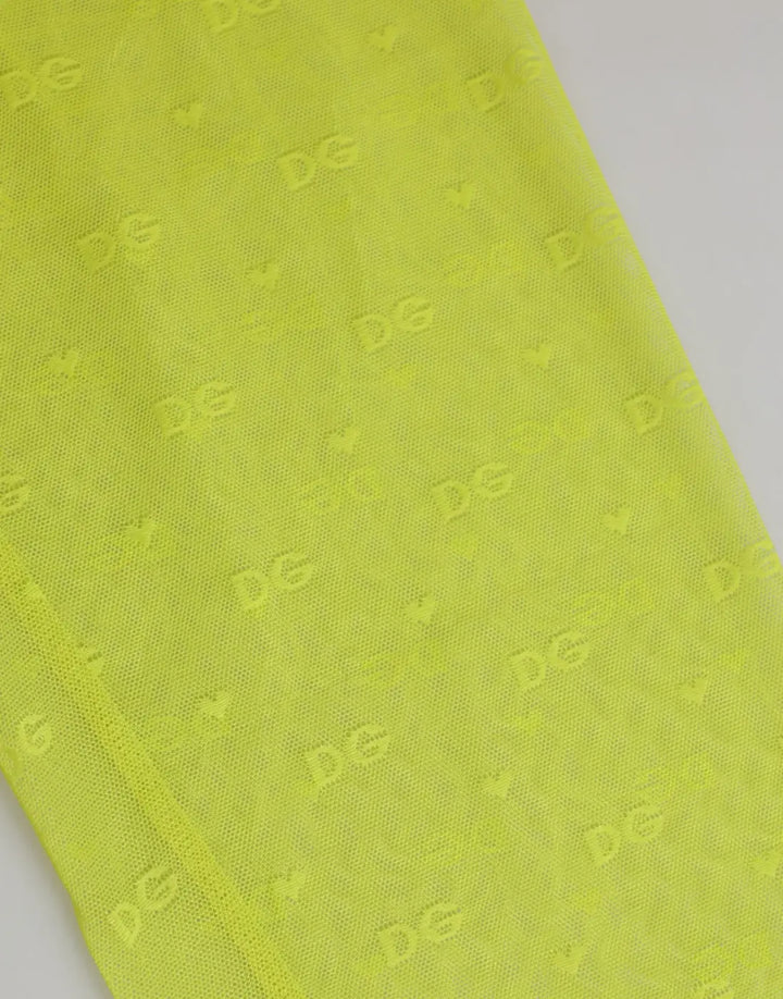 Dolce &amp; Gabbana Neon Green Nylon Logo Lace Leggings Pants Underwear