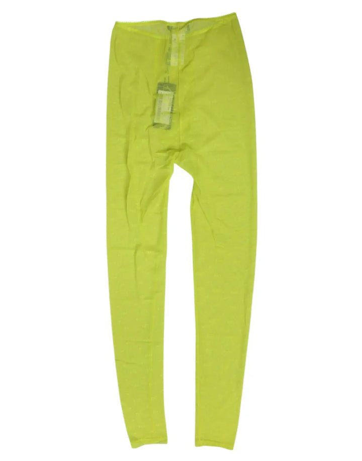 Dolce &amp; Gabbana Neon Green Nylon Logo Lace Leggings Pants Underwear