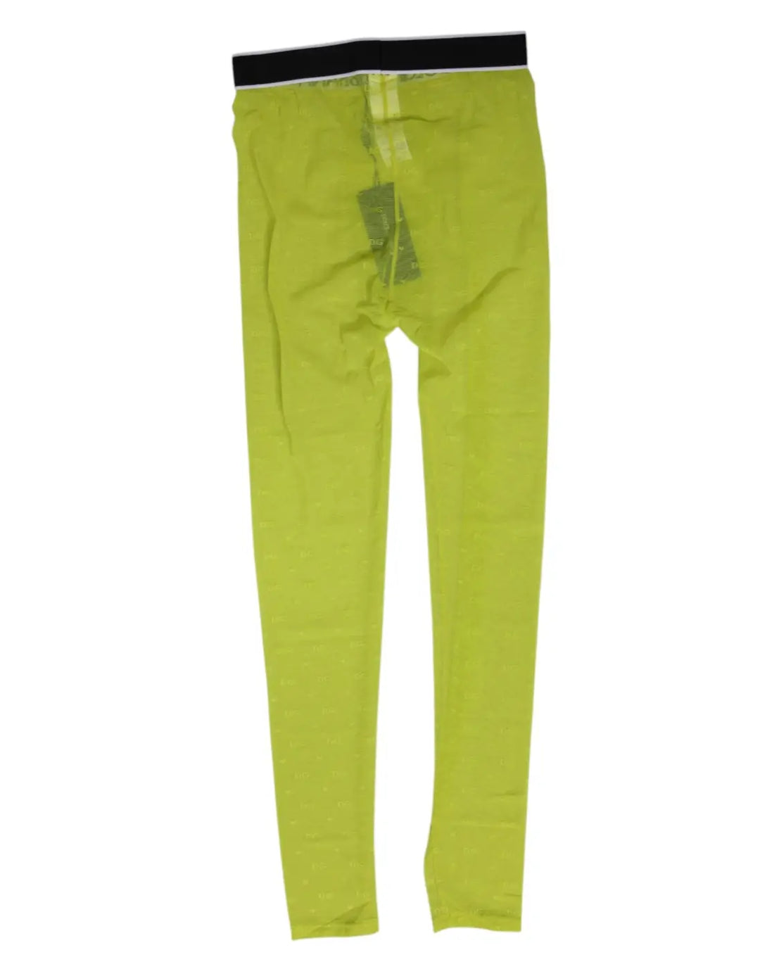 Dolce &amp; Gabbana Neon Green Nylon Logo Lace Leggings Pants Underwear