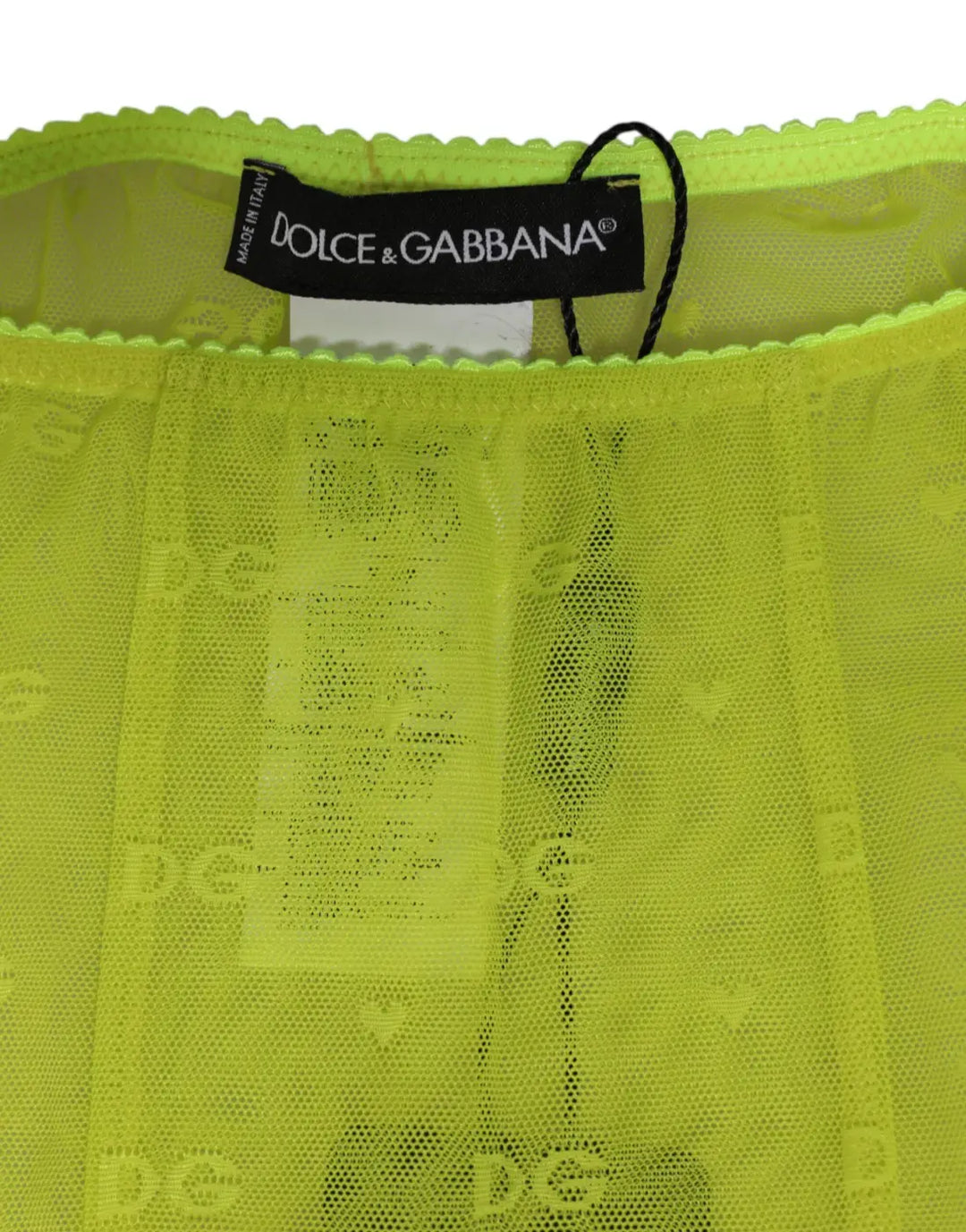 Dolce &amp; Gabbana Neon Green Nylon Logo Lace Leggings Pants Underwear