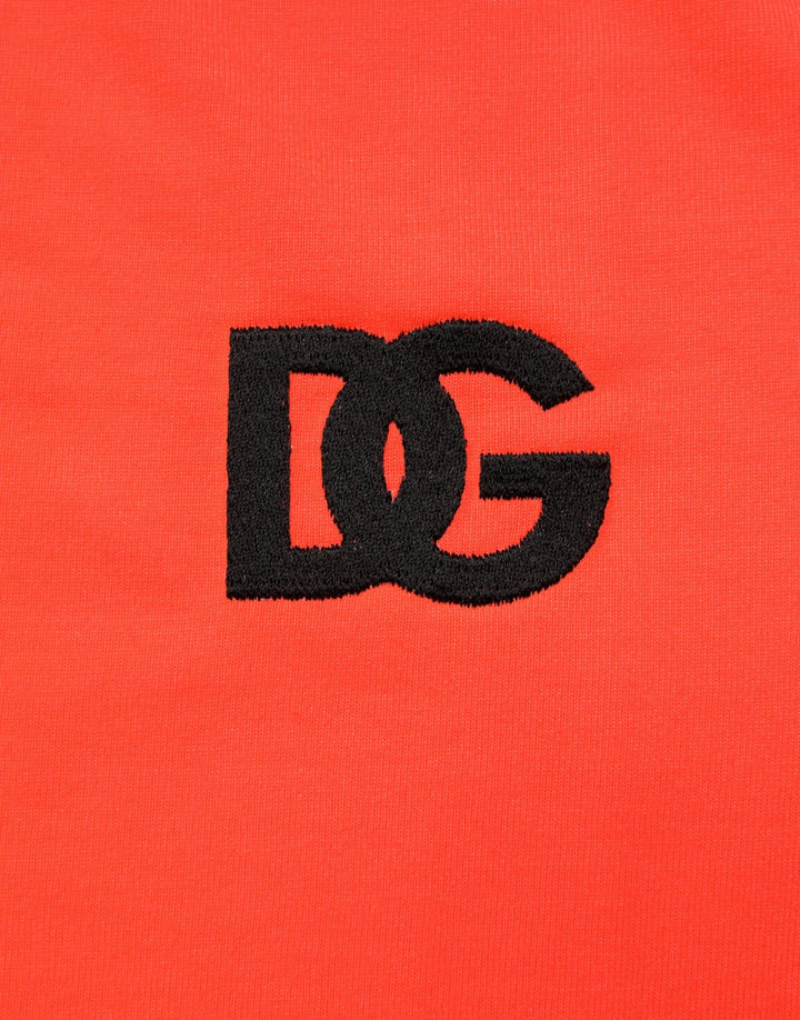 Dolce &amp; Gabbana Neon Orange Polyester Crew Neck Men T-shirt