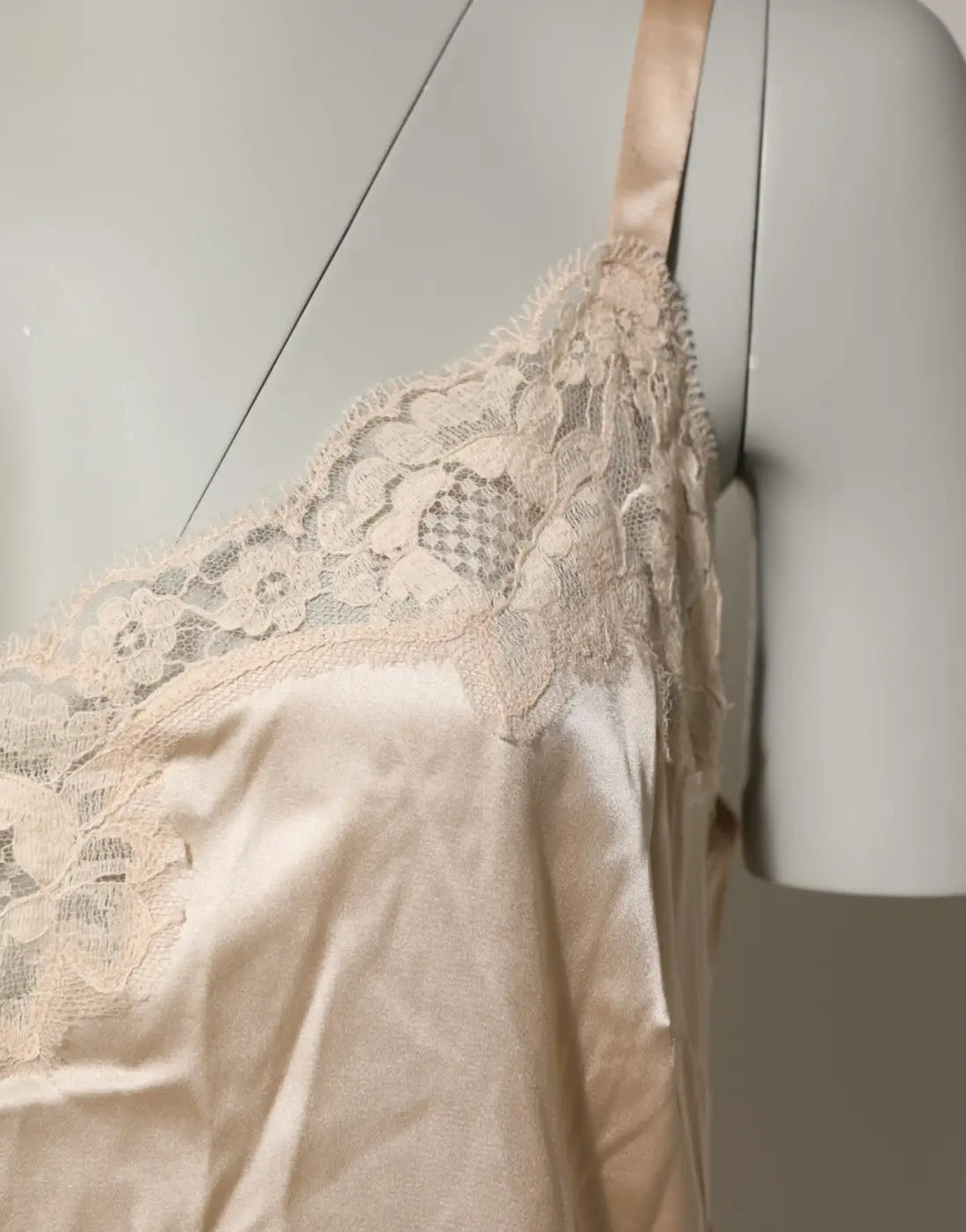 Dolce &amp; Gabbana Nude Chemise Lingerie Silk Blend Lace Trim Dress