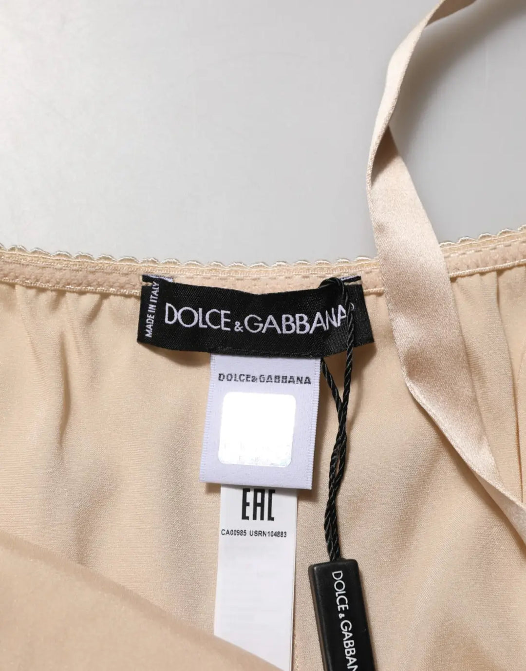 Dolce &amp; Gabbana Nude Chemise Lingerie Silk Blend Lace Trim Dress