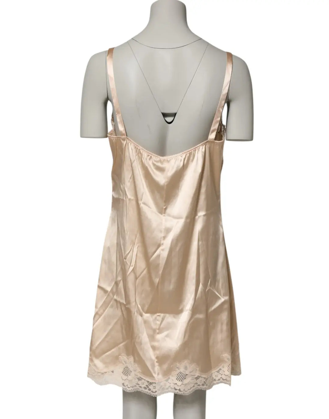 Dolce &amp; Gabbana Nude Chemise Lingerie Silk Blend Lace Trim Dress
