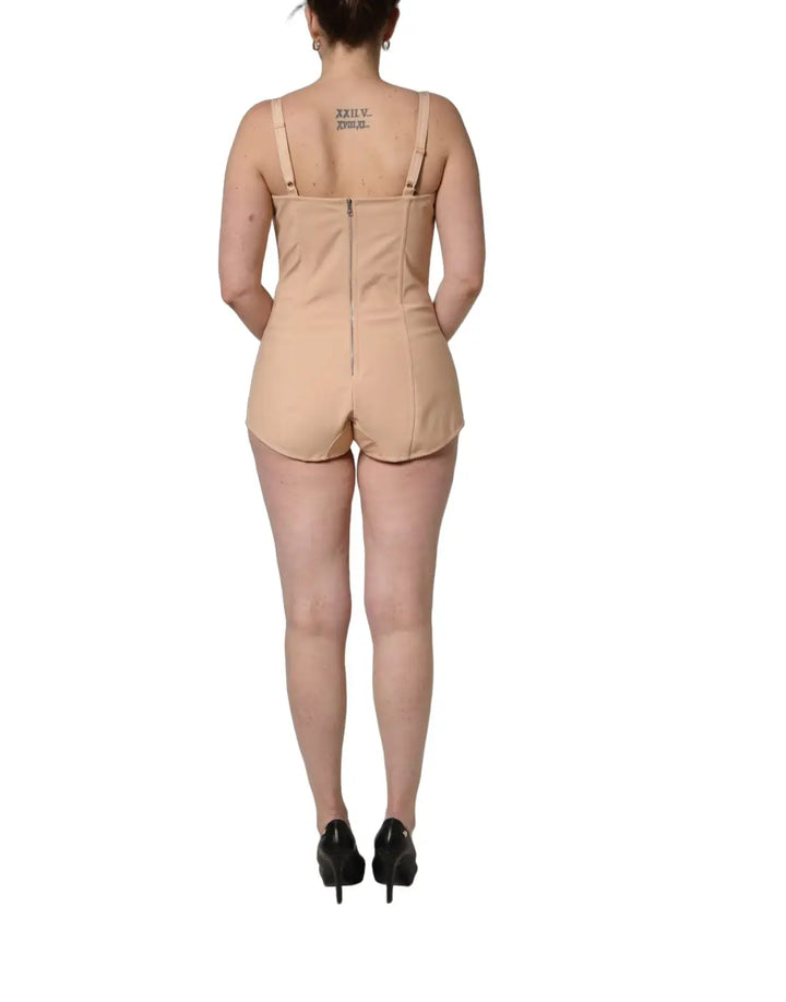 Dolce &amp; Gabbana Nude Nylon Full Body Shaper Bodysuit Top
