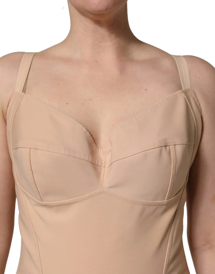 Dolce &amp; Gabbana Nude Nylon Full Body Shaper Bodysuit Top