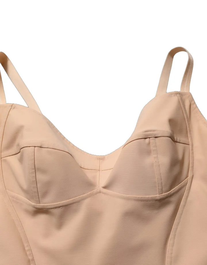 Dolce &amp; Gabbana Nude Nylon Full Body Shaper Bodysuit Top