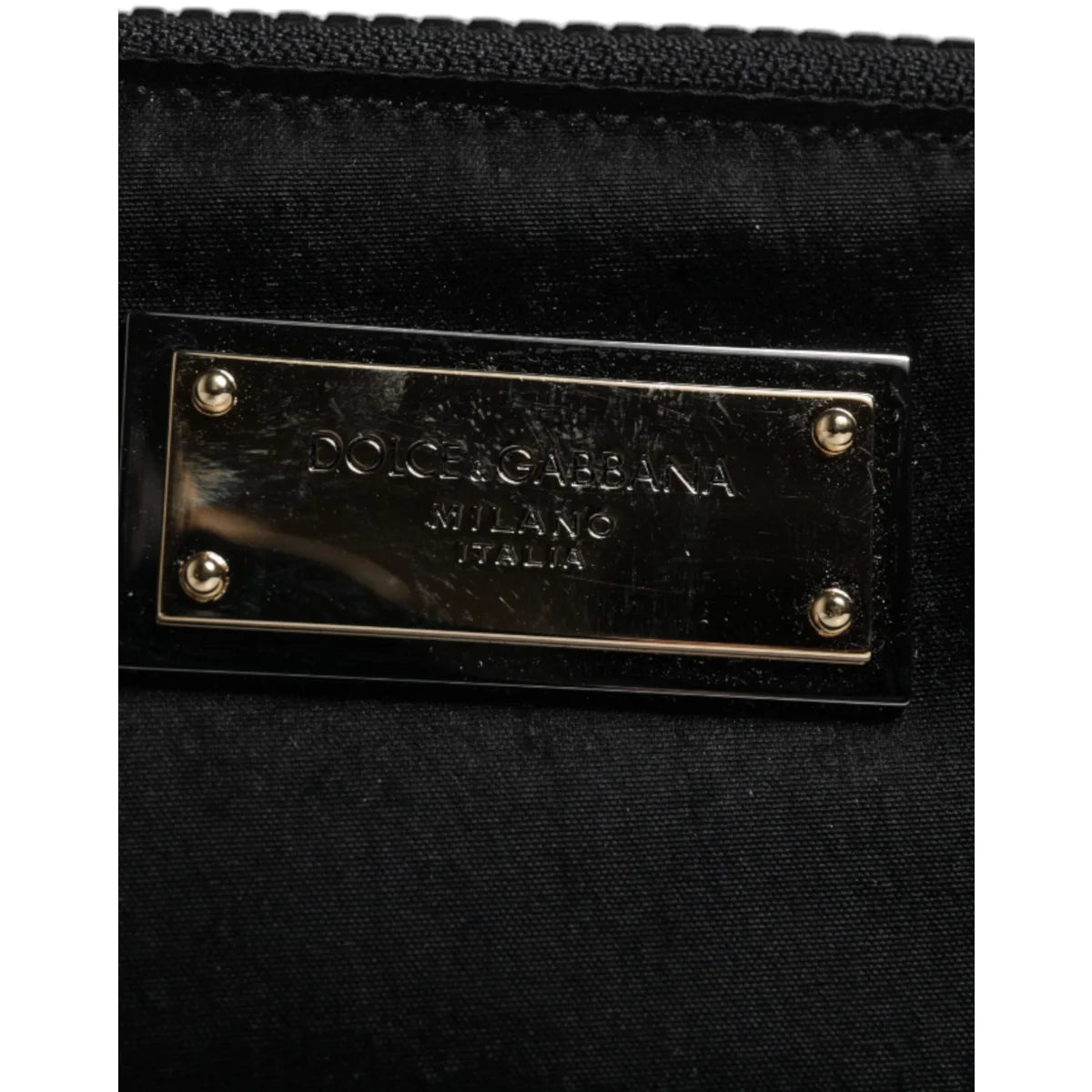 Dolce Gabbana Nylon Calfskin Pouch with Bigalvanic Plaque &