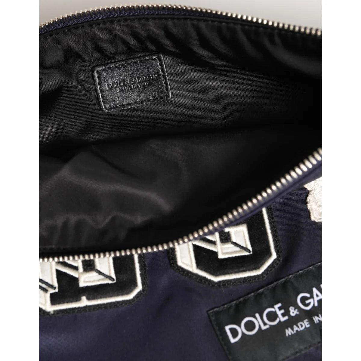 Dolce & Gabbana Nylon Clutch with Crown and Logo Patch Embellished