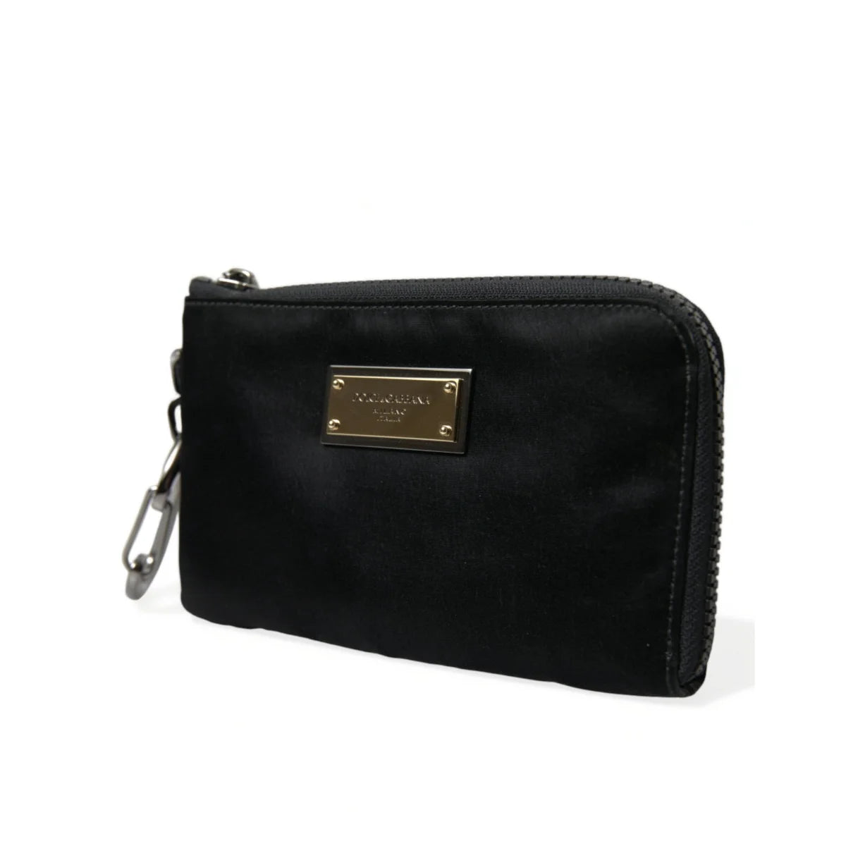 Dolce & Gabbana Nylon and Leather Pouch with Silver Metal Details