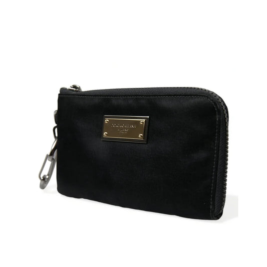 Dolce & Gabbana Nylon and Leather Pouch with Silver Metal Details