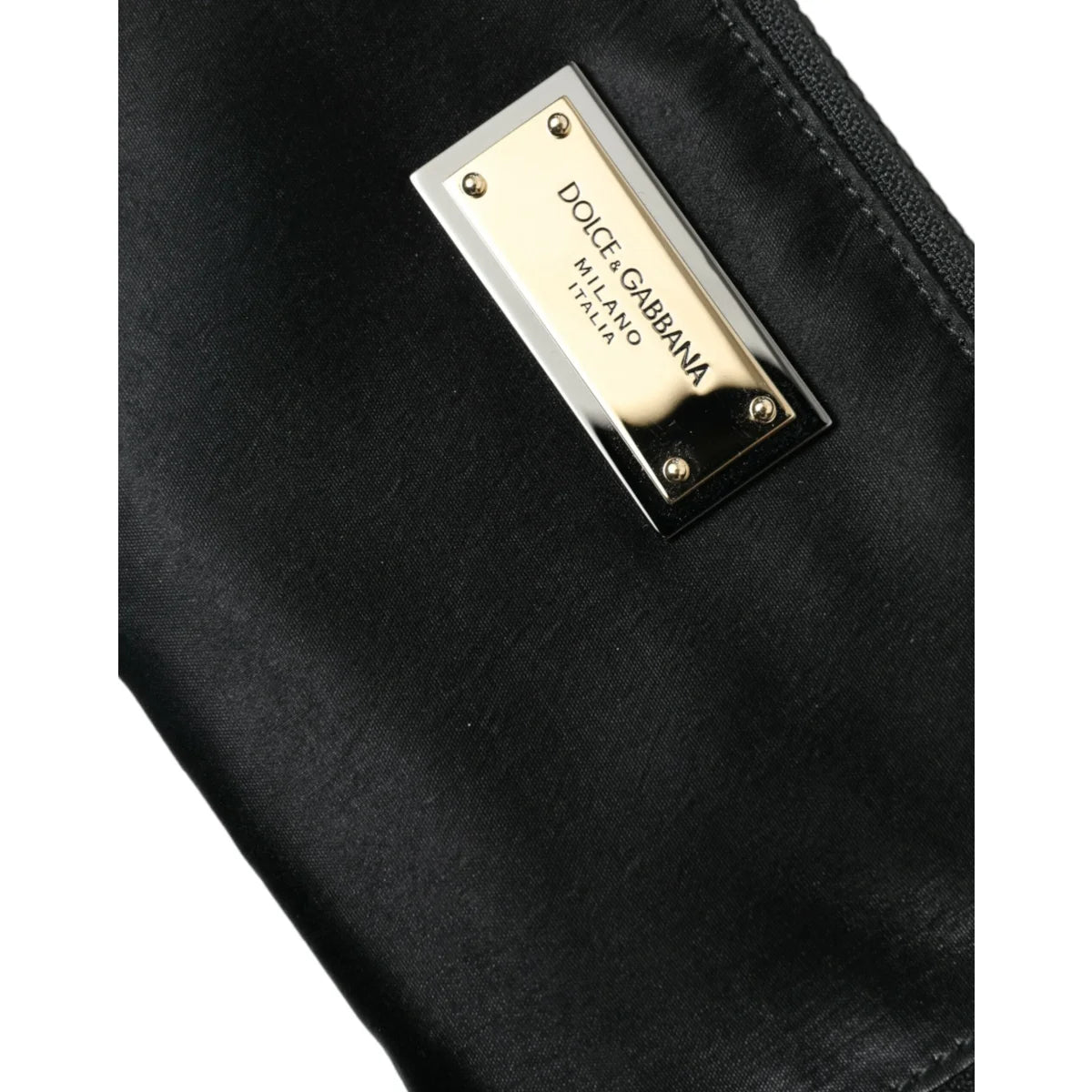 Dolce & Gabbana Nylon and Leather Pouch with Silver Metal Details