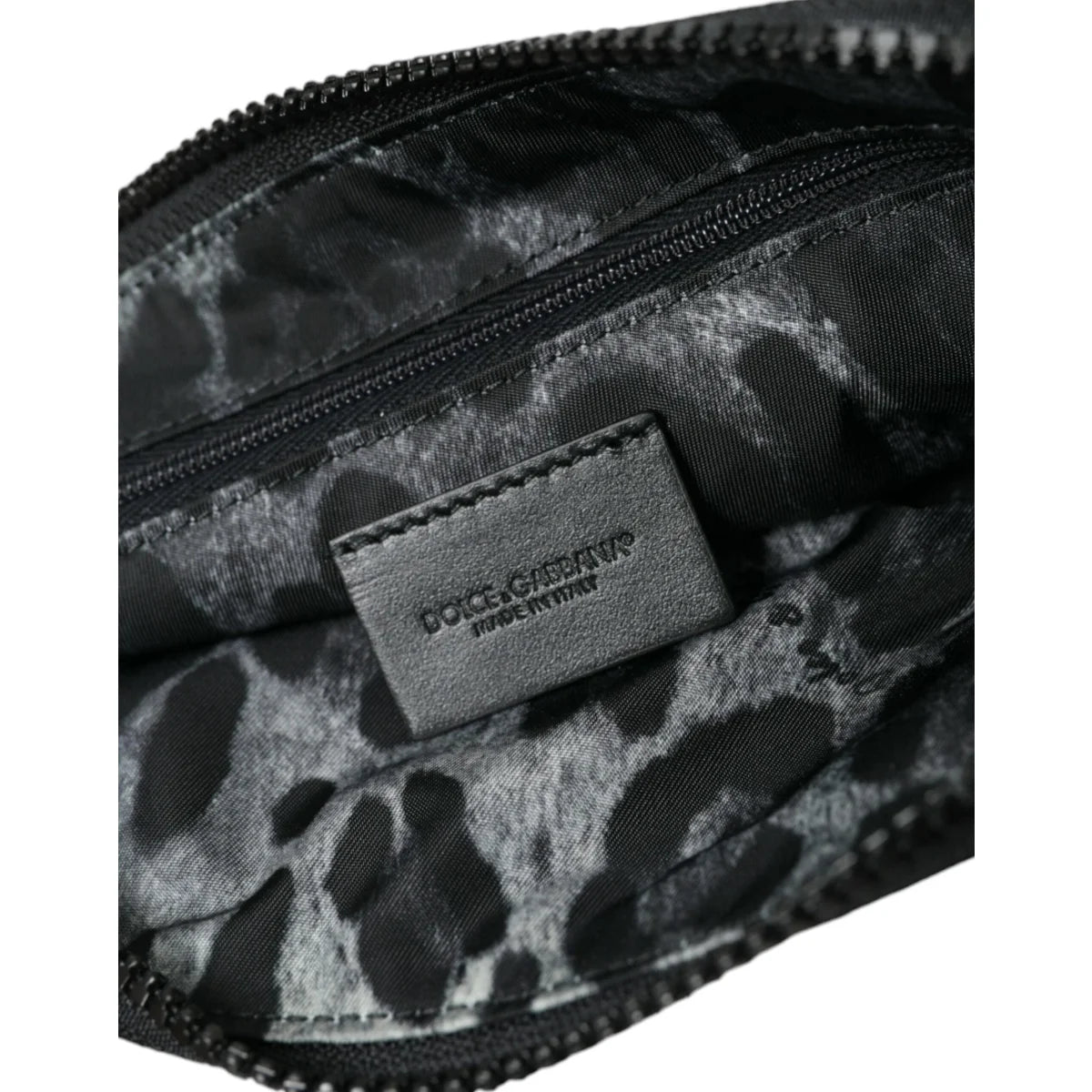 Dolce & Gabbana Nylon and Leather Pouch with Silver Metal Details