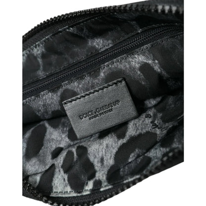 Dolce & Gabbana Nylon and Leather Pouch with Silver Metal Details