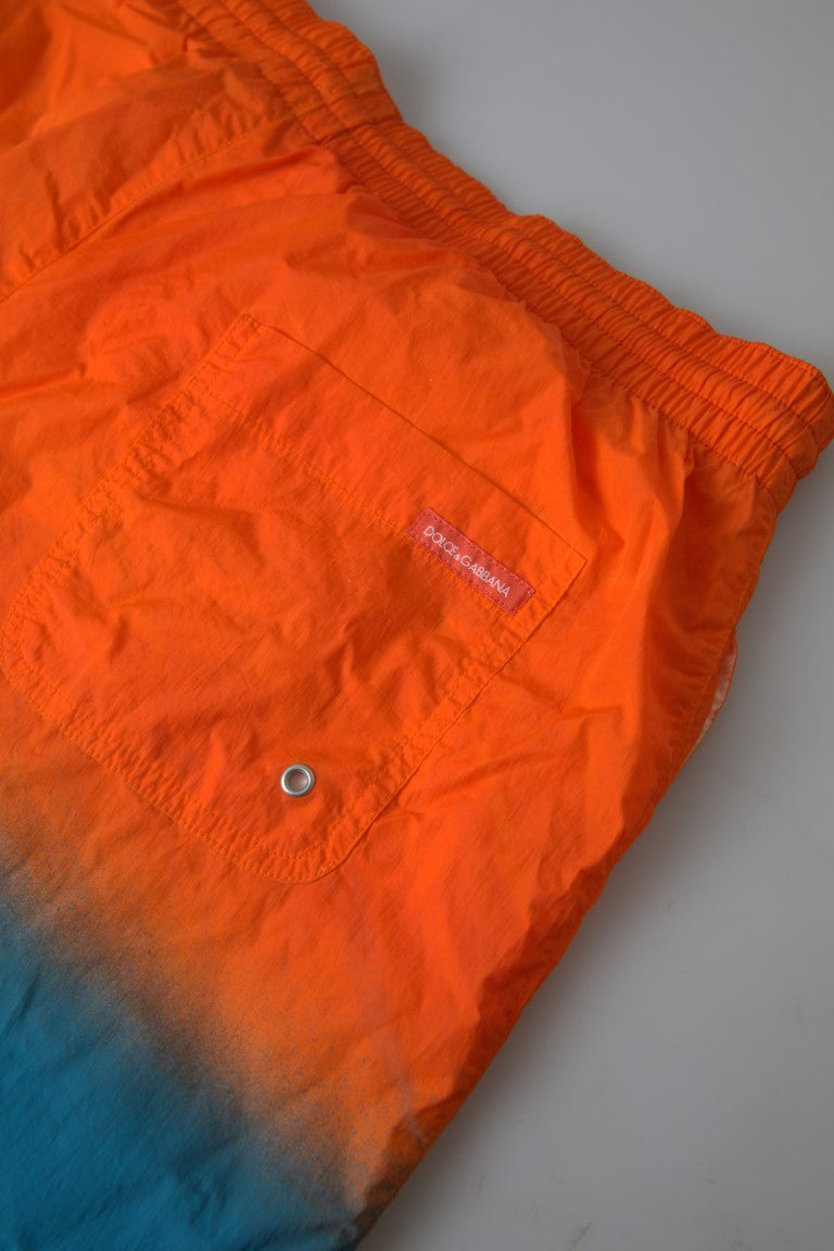 Dolce &amp; Gabbana Orange Blue Gradient Beachwear Swimwear Shorts