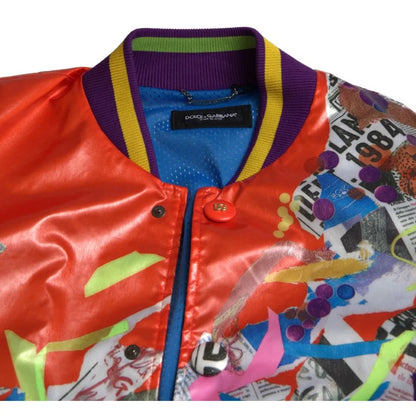 Dolce & Gabbana Orange Bomber Jacket Vibrant Print