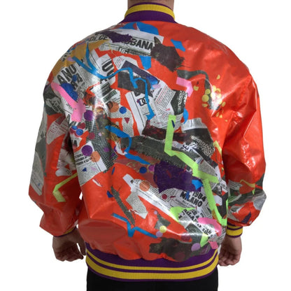 Dolce & Gabbana Orange Bomber Jacket Vibrant Print