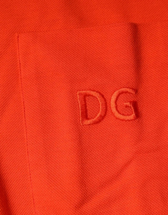Dolce &amp; Gabbana Orange Cotton Button Down Casual Polo Shirt