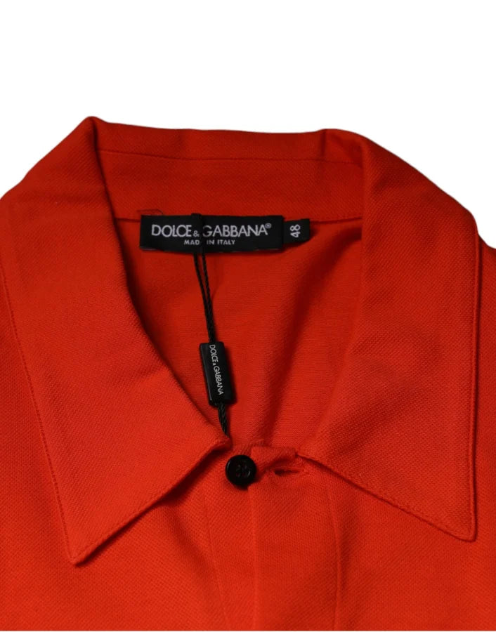 Dolce &amp; Gabbana Orange Cotton Button Down Casual Polo Shirt