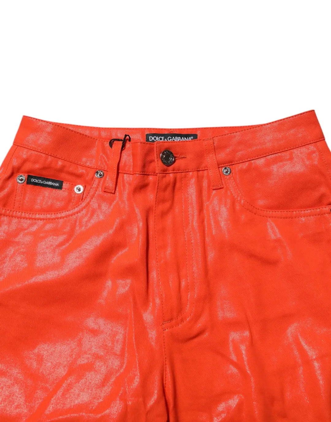 Dolce &amp; Gabbana Orange Cotton High Waisted Denim Jeans