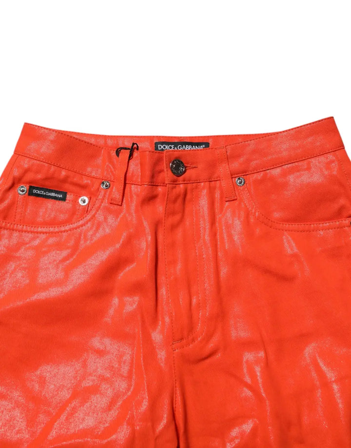 Dolce &amp; Gabbana Orange Cotton High Waisted Denim Jeans