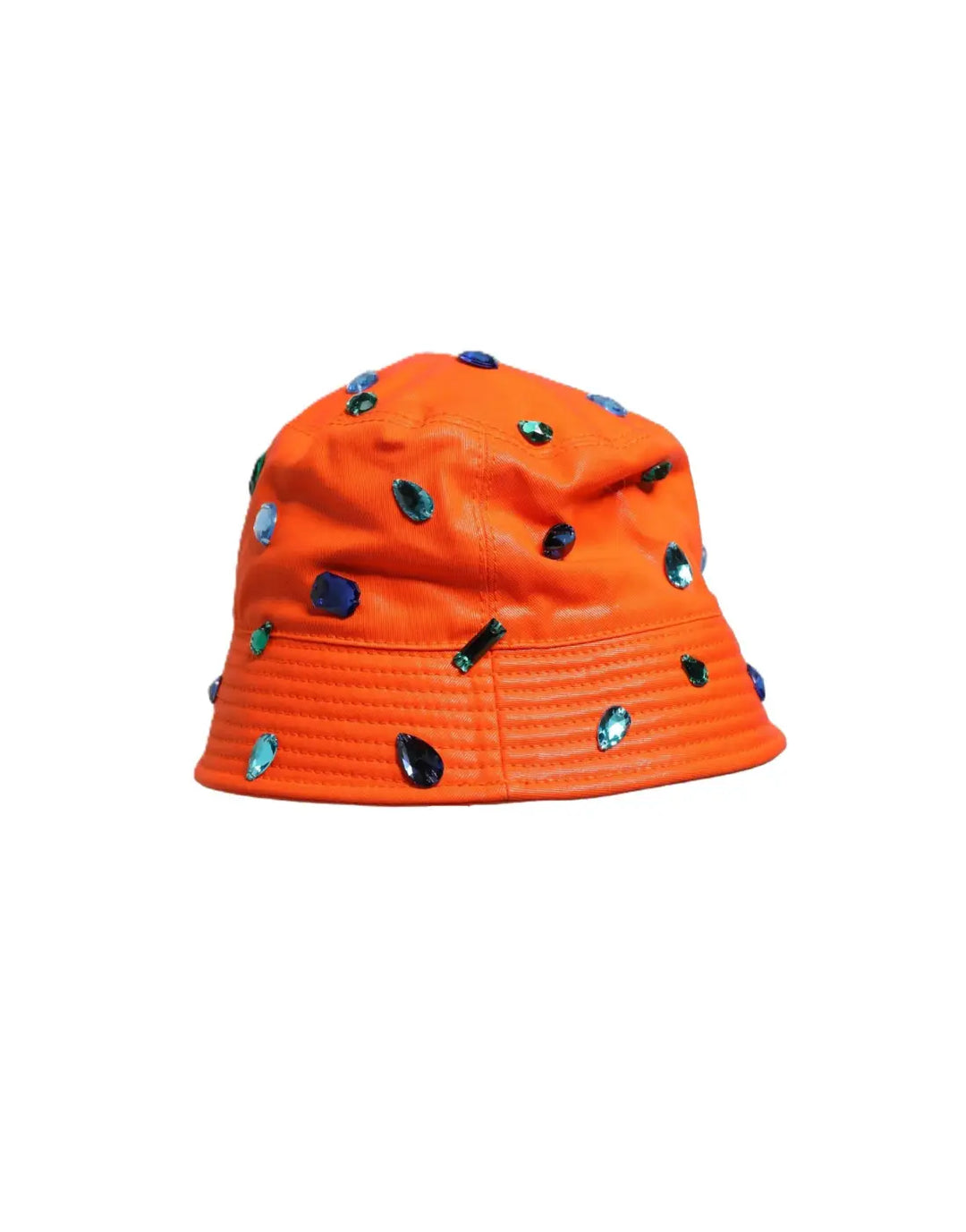 Dolce &amp; Gabbana Orange Crystal Embellished Bucket Fisherman Cap Hat