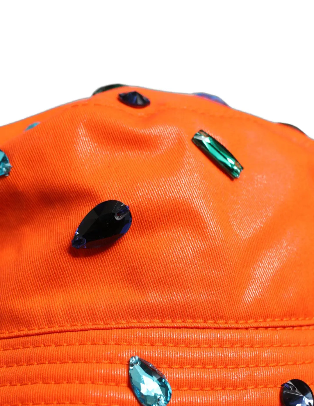 Dolce &amp; Gabbana Orange Crystal Embellished Bucket Fisherman Cap Hat