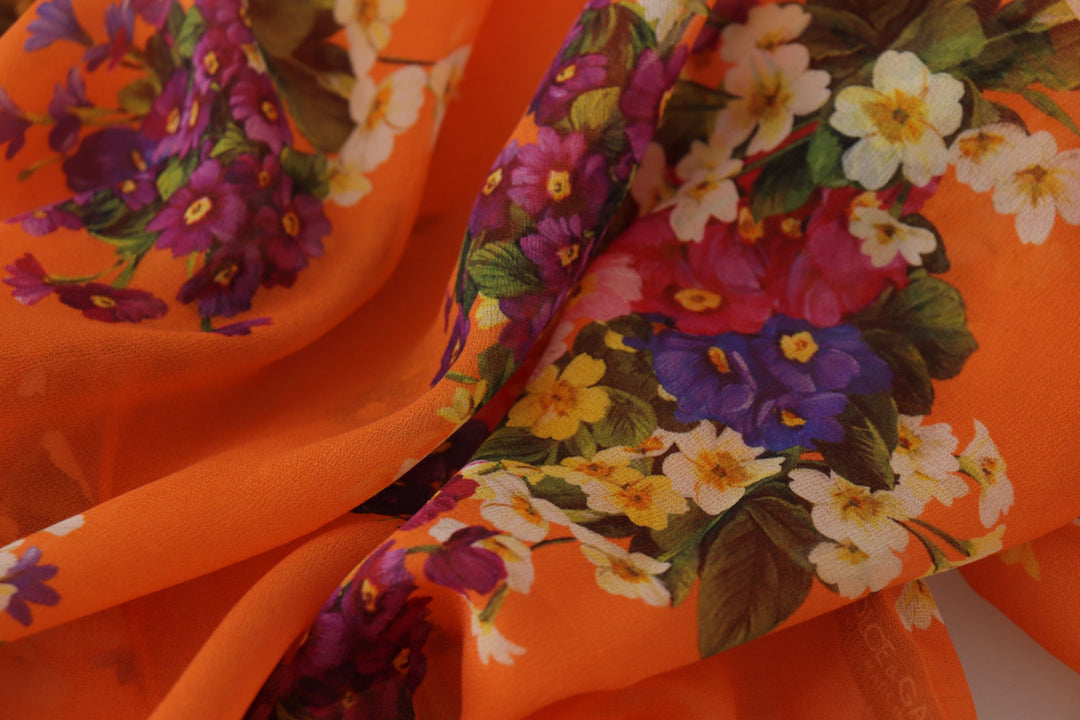 Dolce &amp; Gabbana - Orange Floral Print Long Sleeve Blouse