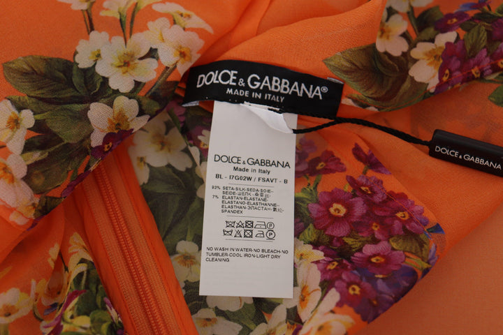 Dolce &amp; Gabbana - Orange Floral Print Long Sleeve Blouse