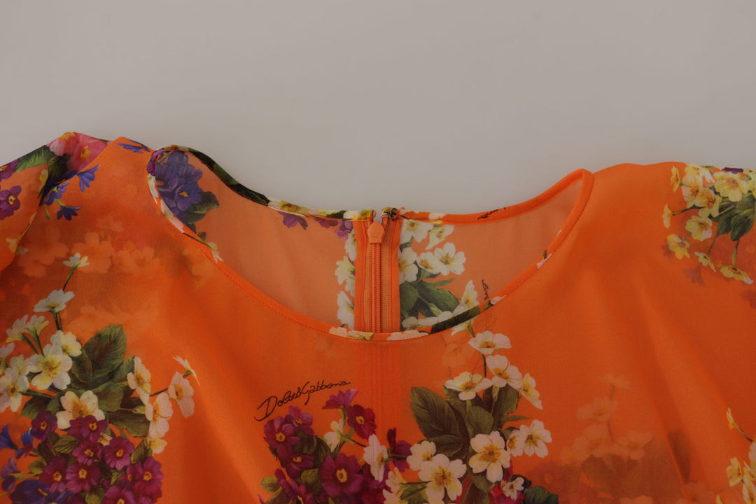 Dolce &amp; Gabbana - Orange Floral Print Long Sleeve Blouse