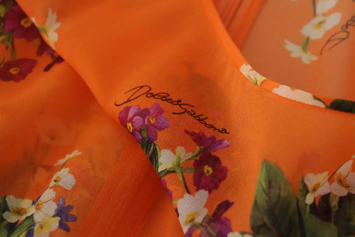 Dolce &amp; Gabbana Orange Floral Print Long Sleeve Blouse