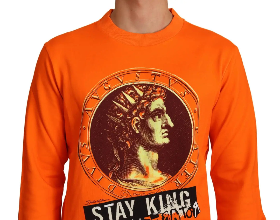 Dolce &amp; Gabbana Orange King Ceasar Cotton Pullover Sweater