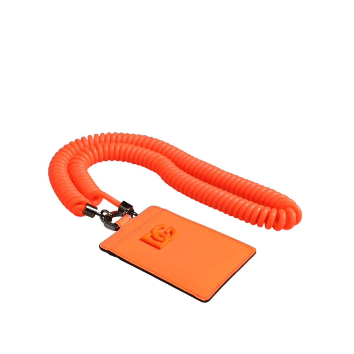 Dolce & Gabbana Orange Leather Card Holder Wallet with Lanyard