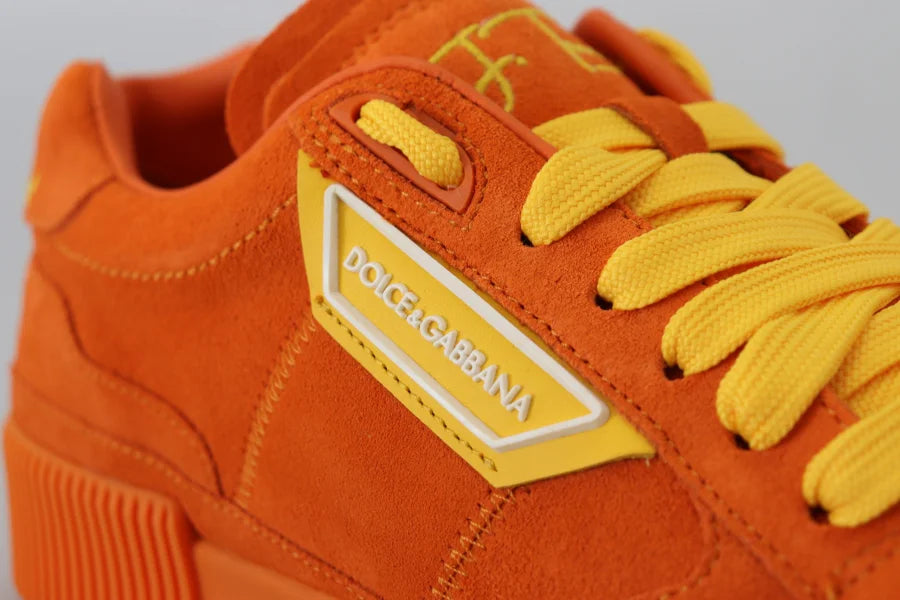 Dolce &amp; Gabbana Orange Leather P.j. Tucker Sneakers Shoes