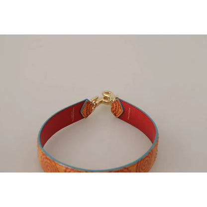 Dolce Gabbana Orange Leather Shoulder Strap with Gold Metal Detailing &
