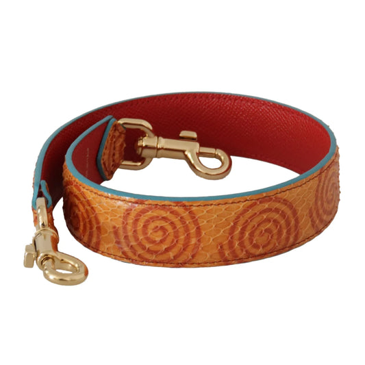 Dolce Gabbana Orange Leather Shoulder Strap with Gold Metal Detailing &