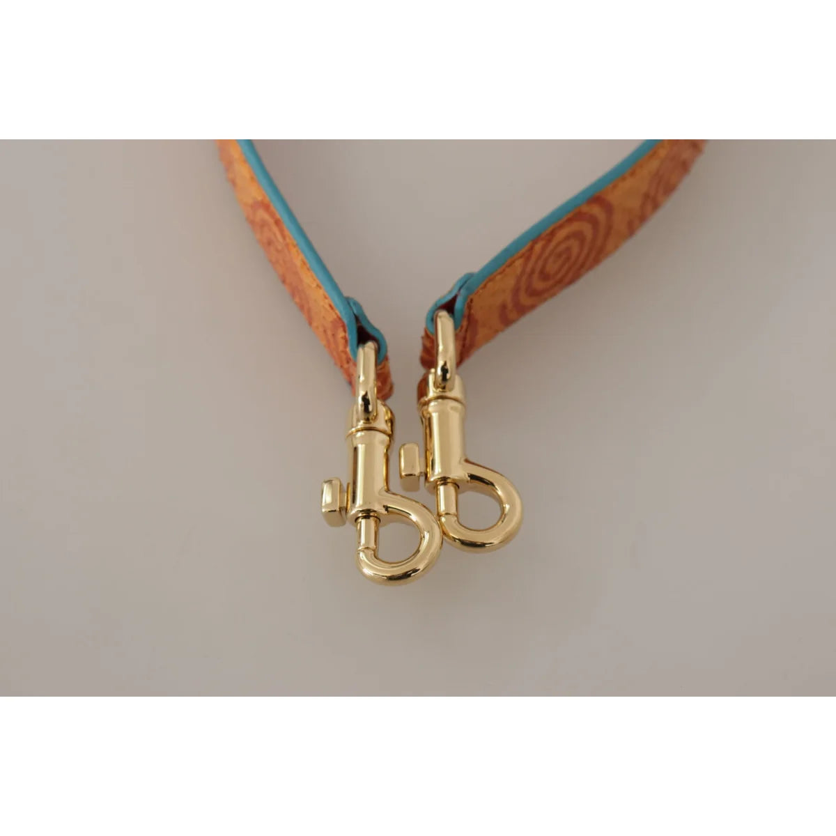 Dolce Gabbana Orange Leather Shoulder Strap with Gold Metal Detailing &