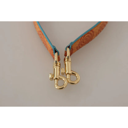 Dolce Gabbana Orange Leather Shoulder Strap with Gold Metal Detailing &