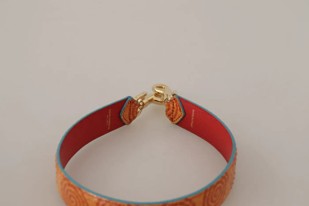 Dolce &amp; Gabbana Orange Leather Swirl Print Bag Shoulder Strap