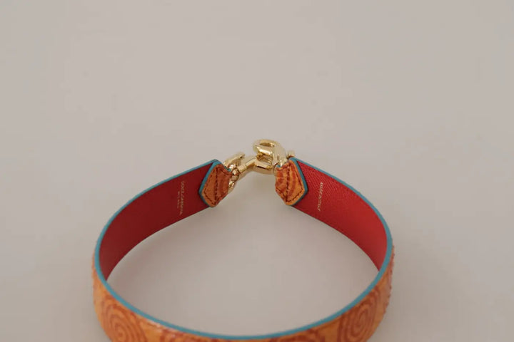 Dolce &amp; Gabbana Orange Leather Swirl Print Bag Shoulder Strap