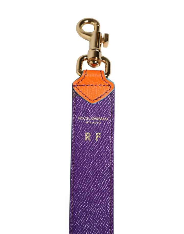 Dolce &amp; Gabbana Orange Purple Calf Leather Bag Accessory Shoulder Strap