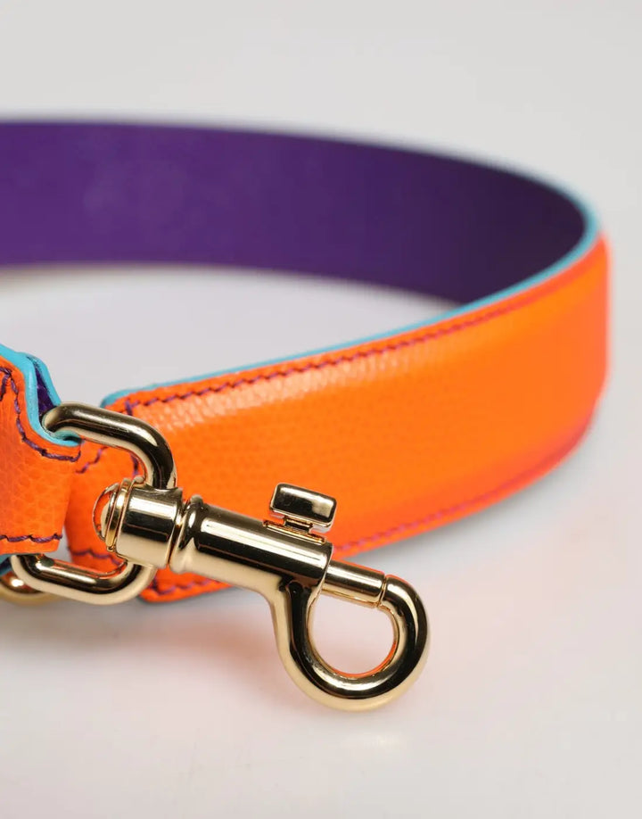 Dolce &amp; Gabbana Orange Purple Calf Leather Bag Accessory Shoulder Strap